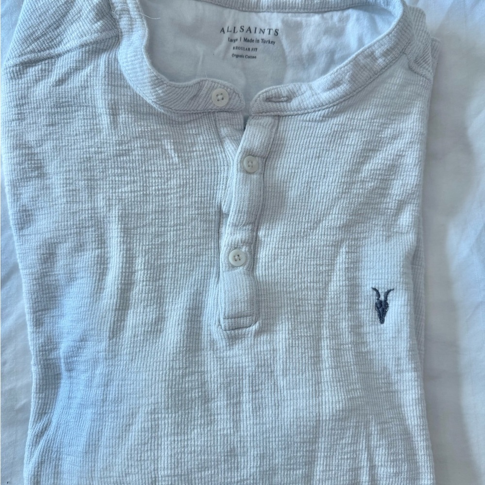 All Saints  Long Sleeve Henley Shirt